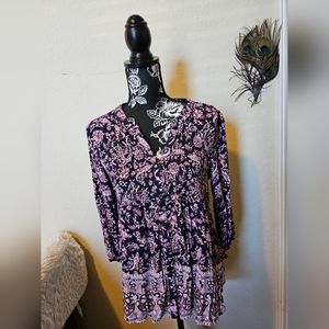 NWOT Knox Rose 🌹 Boho Floral Blouse 🌺 (Medium) 💙🩷🤍
